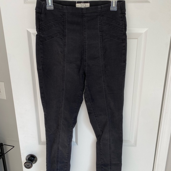 Free People High Rise Skinny Jean Jegging Elastic Waist Heathered Black Size 29 - Picture 1 of 4